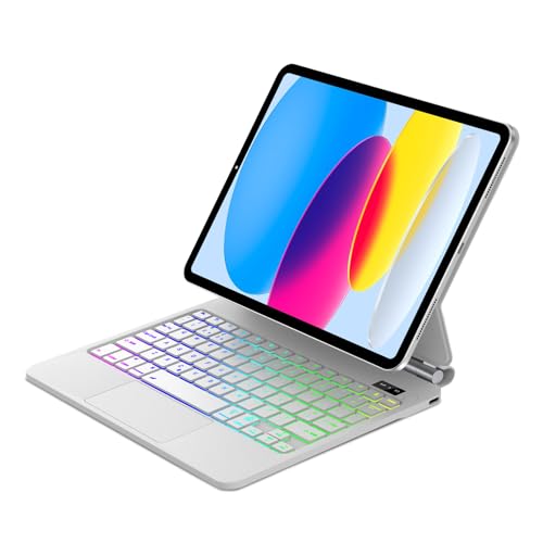 Magic Keyboard for iPad A16 11th Gen 2025/10th Gen 2022, Slim Magnetic Floating Stand and Precision Multi-Touch Trackpad, UK Layout Keyboard Case with Backlit for iPad 10th/11th Gen 10.9/11", White