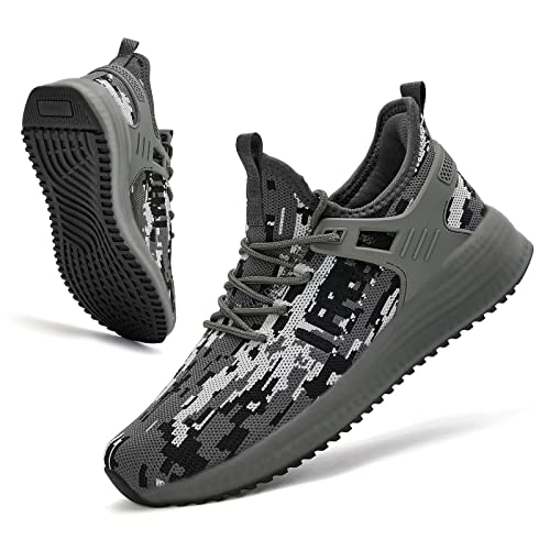 SDolphin Men Running Shoes - Tennis Running Shoes for Gym Workout Athletic Non Slip Sneakers Standing Comfort Fashion Camouflage Size 10