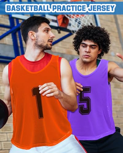 Image of Suhine 48 Pcs Adult Pinnies for Sport Soccer Nylon Mesh Scrimmage Vest Mesh Basketball Football Team(Cute Color,XXL)
