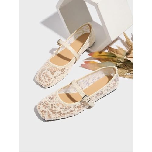 Women's Fashionable Lace Mary Janes Shoes, Casual Comfortable Breathable Black Flat Shoes for Summer, Female All-Match Spring Summer Shoes for Daily Wear, Girl Footwear, Shoes Flats3