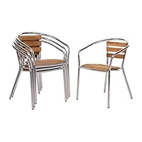 Bolero Stapelstühle aus Aluminium und Esche (4er-Pack), für den Innen- und Außenbereich, Gestell aus Aluminium / Sitzfläche aus Eschenholz, rostbeständig, Sitzhöhe: 440 mm, Café Bistro Home Furniture, U421