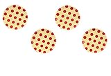 platos lunares  Rice - Juego de 4 platos de postre - Color beige con diseño de lunares rojo - 20 x 20 cm