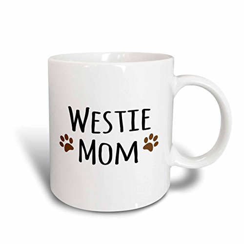 3dRose Westie Dog Mom - West Highland White Terrier - Doggie by breed - doggy lover owner brown paw prints - Ceramic Mug, 15-ounce 3dRose Westie Dog Mom - West Highland White Terrier - Doggie by breed - doggy lover owner brown paw prints - Ceramic Mug, 15-ounce