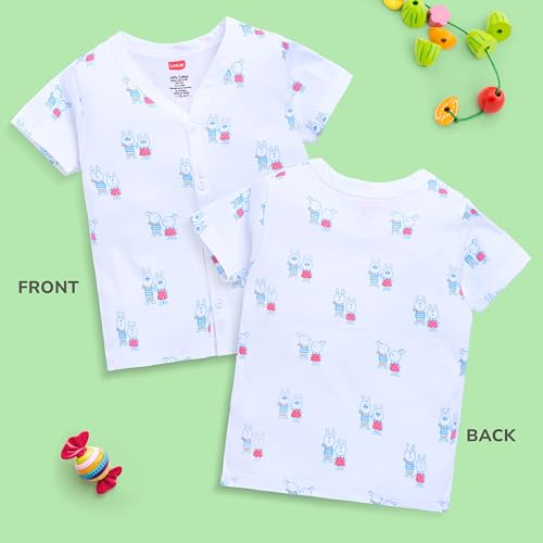 Image of LuvLap Baby Girls Regular Fit 100% Cotton Half Sleeves Girls Jhabla Shirt Pack of 4