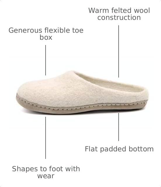 Image of Nootkas Felted Merino Wool 'Astoria' Mule House Slipper for Men and Women