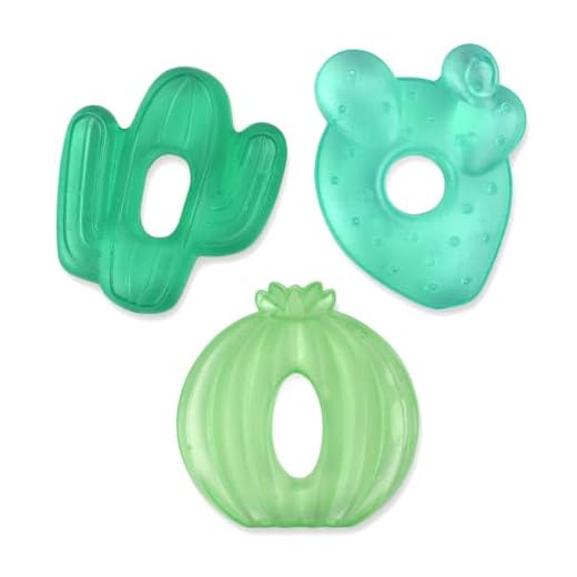 Itzy Ritzy Water-Filled Teethers; Set of 3 Coordinating Cactus Water Teethers; Cutie Coolers are Textured On Both Sides to Massage Sore Gums; Can Be Chilled in Refrigerator; Set of 3 Green Cacti