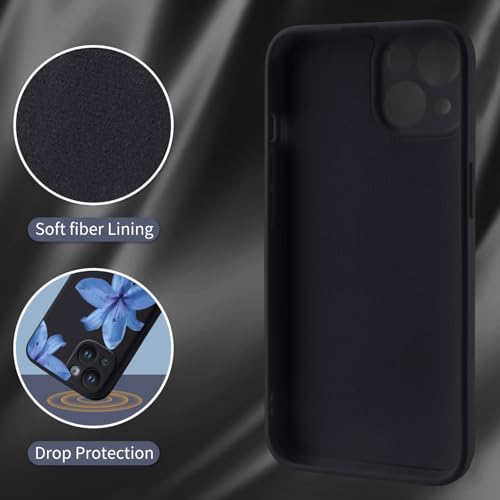 Coque silicone iPhone 15 anti-choc et anti-rayure fleur de lys bleu en gel souple