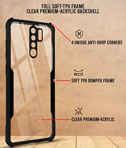 Image of Jkobi Back Cover Case for Poco M2 (Shockproof with Polycarbonate Clear Panel | Professional Black)