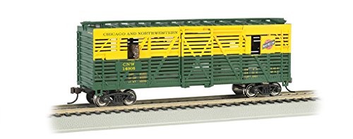 Bachmann 40' Animated Stock Car - CHICAGO and NORTHWESTERN with HORSES - HO Scale