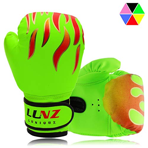 Luniquz Kids Boxing Gloves for Punching Bag Training, 4 OZ 6 OZ Fit 3 to 14 YR, Green