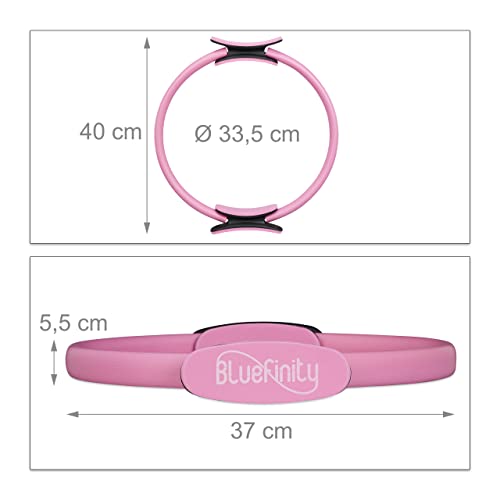 Foto von Bluefinity Pilates Ring mit Übungen, Doppelgriff, gepolstert, Widerstandsring Yoga, Fiberglas, Fitness Ring Ø 37cm, pink