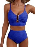 Herseas Womens Sexy U Wired Ruched Push Up 2 Piece Popular Bikini Tummy Control High...