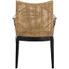 SAFAVIEH Home Collection - Gianni Brown & Black Solid Wood Rattan Arm Chair, Tropical Coastal Accent Seating for Living Room or Dining Space (SEA4011A)