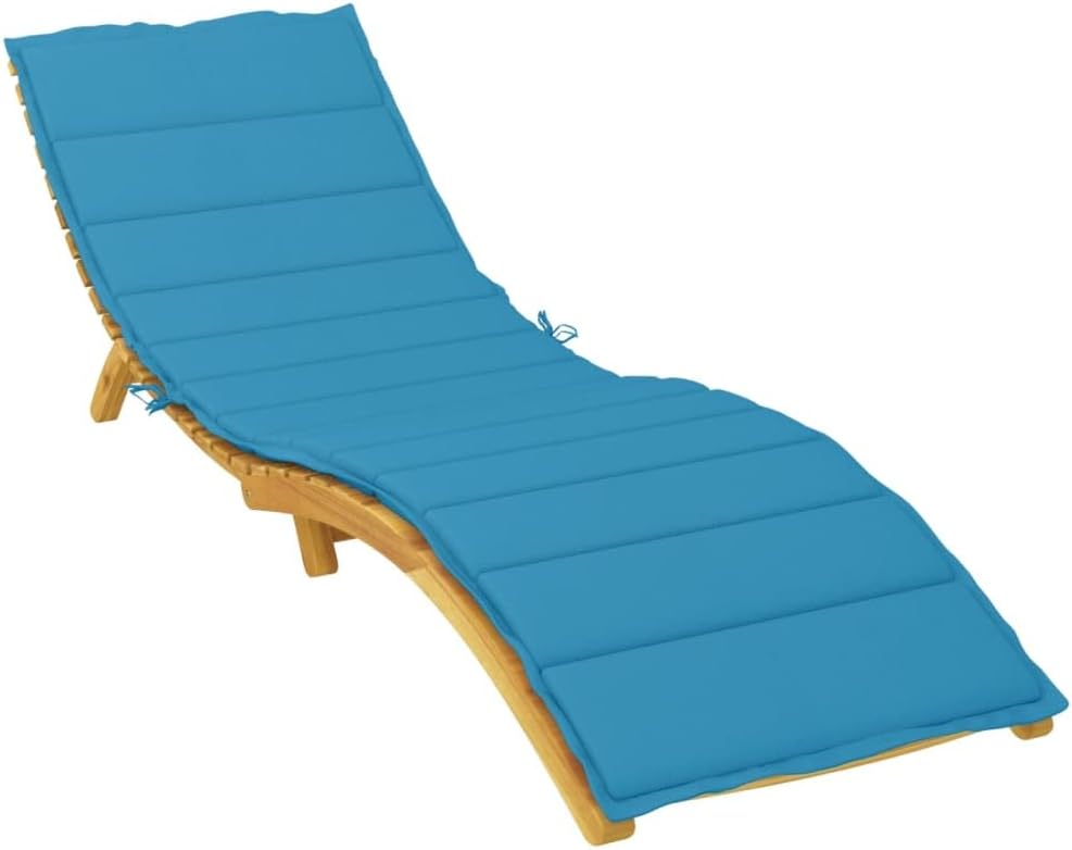 vidaXL Sun Lounger Cushion - Outdoor/Indoor Use - Soft Foam Fiber Filling - Water, Dirt and Wrinkle- Oxford Fabric - Blue 78.7x19.7x1.2 inches