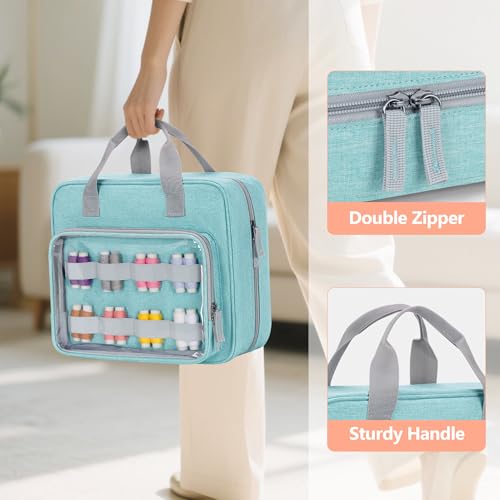 Image of LUXJA Sewing Storage Organizer with Folio Open Design, Sewing Organizer Bag with Versatile Pockets for Sewing Kits, Blue
