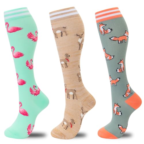 Image of fenglaoda Compression Socks for Women Men 3 Pairs Graduated Compression Support Circulation Socks for Nurses