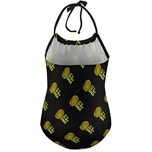 Softball is in My DNA Girl's One Piece Swimsuits Beach Sport Halter Bathing Suit Cute Print Swimwear2