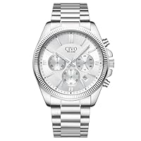 CIVO Reloj Hombre Analogico Plata: Relojes de Pulsera Acero Inoxidable - Reloj Cronografo Hombre Elegante Regalo
