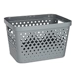 Glad Plastic Storage Basket Set, Value Pack of 6 | Open Storage Bins for Shelves, Bathroom, Pantry, Closet | Nesting Organizer Boxes with Handles, 4 Gallon, Grey - Image 2