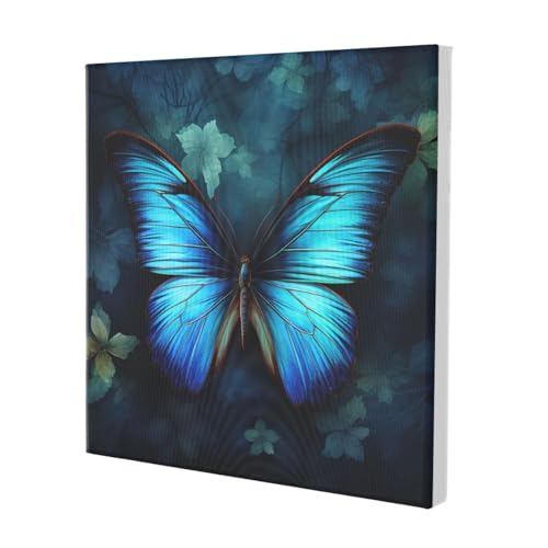 Toile murale papillon bleu haut de gamme avec cadre robuste - 2