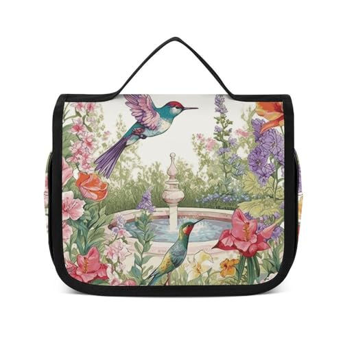 Trousse de maquillage étanche à suspendre motif floral
