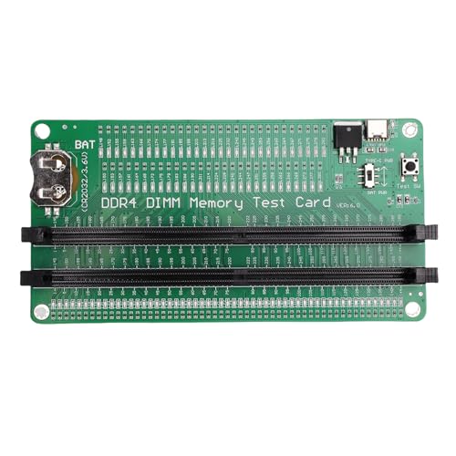 CON LUCE LED: la scheda tester di memoria RAM DDR4 utilizza luci LED per testare tutti i cavi dati nella memoria.Quando si verificano guasti hardware nei circuiti di questi cavi dati, la luminosità degli indicatori LED cambierà, indipendentemente dal fatto che siano particolarmente luminosi o meno.Installare la batteria (non inclusa) nel supporto della batteria o utilizzare un cavo di TIPO C alimentato.Inserire il modulo di memoria da testare nello slot del tester di memoria.Se tutte le spie