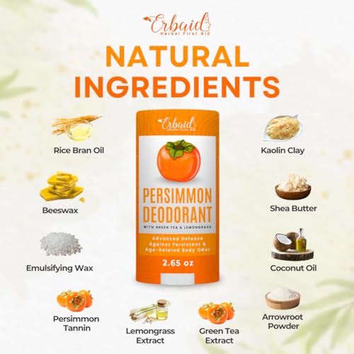 Persimmon Deodorant – All-Natural Whole Body Deodorant for Women and Men – Japanese Persimmon Extract Helps to Eliminate Body Odor and Old People Smell – Extra Strength, Aluminum Free, Long Lasting