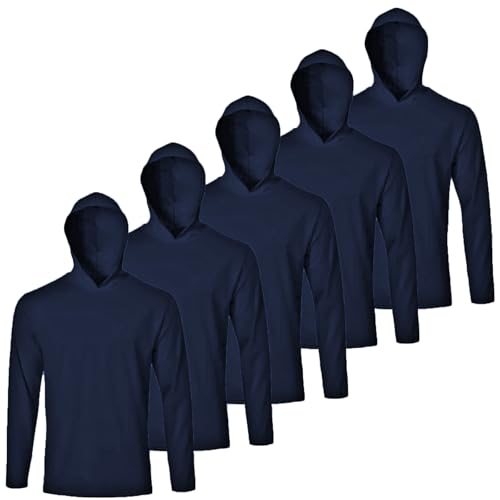Mens Active Athletic T-Shirts Set Long Sleeve Sun Protective Quick Dry Hoodies Shirt 5 Pack