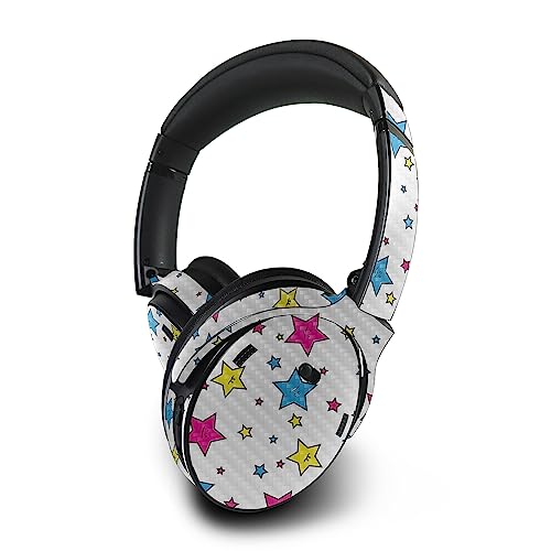Image of MightySkins Carbon Fiber Skin Compatible with Bose QuietComfort 45 Headphones Smiley Stars | Protective, Durable Textured Carbon Fiber Finish | Easy to Apply | Made in The USA