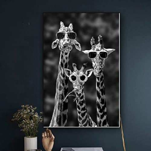 Peinture girafe lunettes de soleil en impression sur toile italienne 70x100