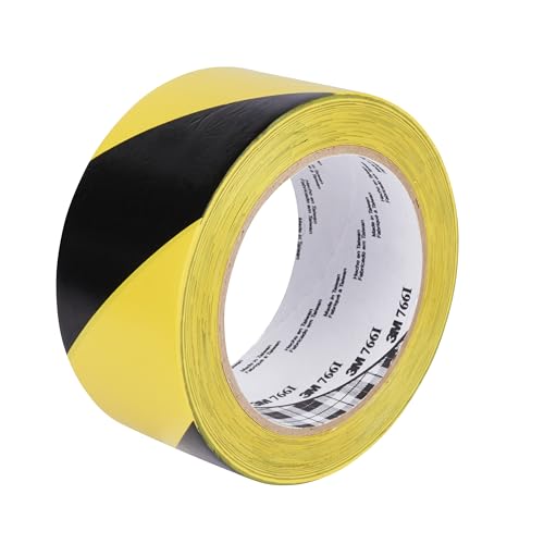 3M Nastro adesivo segnaletico 766 Film Vinilico, 50 mm X 33 m, Nero e Giallo, 1 Pezzo