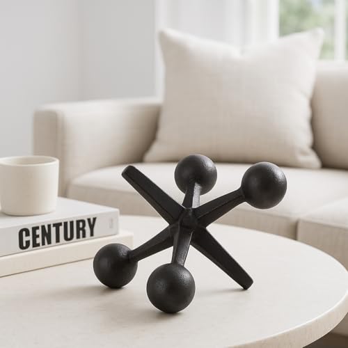 Objeto Decorativo Negro de Metal Jacks, Escultura Abstracta Moderna miniatura 2