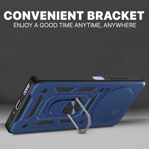 Image of Pikkme D10 Tough Armor Bumper Case | 360 Protection Case | Sliding Camera Shield Cover & Ring Holder Stand Back Cover for Realme Narzo 70x 5G / N65 / Realme 13 /12 /12X 5G /C65 (Blue)