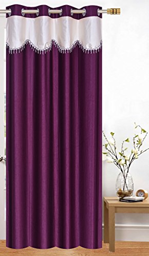Image of K 2 6 Creation polyresin Solid Crush Lace Curtain for Window (5 feet),(Wine)