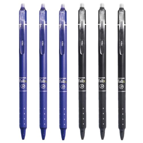 Bolígrafos de gel borrables 0.5mm 6 piezas negro y azul