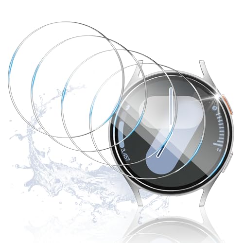 Image of 5 Pack Screen Protector Compatible with Galaxy Watch 7 /6 /5 /4 44mm, HD Tempered Glass, Touch Sensitive, High Clarity, Anti-Shatter, Bubble Free