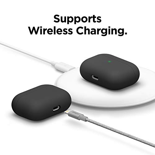 Elago Liquid Silicone Case Compatible With Airpods Pro Case Cover - Triple Layer Protection, Safeguard Design, Supports Wireless Charging, Visible Led Light [Matte Black] #TOP5