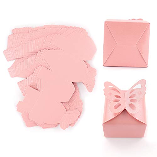 Kslong 50Pcs Pink Butterfly Favor Boxes Girl Baby Shower Butterfly Candy Box Decoration Party Wedding Birthday Small Butterfly Gift Boxes(Pink) #TOP7