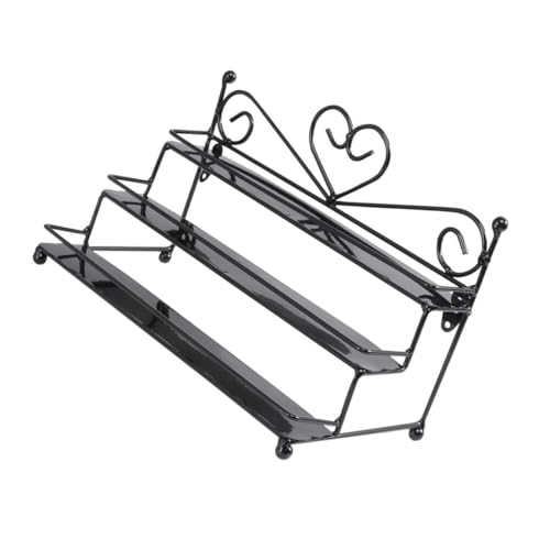 NOLITOY Présentoir à Vernis à Ongles En Fer Forgé Mural Multifonction Barres De Protection Pour Rangement Maquillage Chambre Bureau Noir