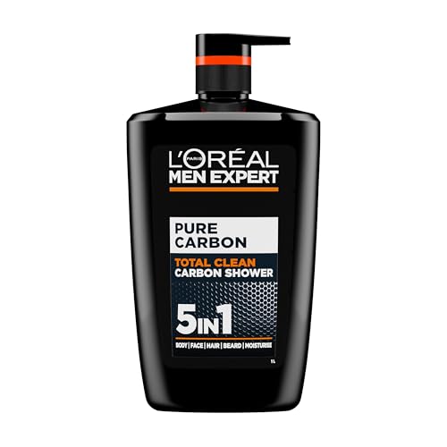 L'Oréal Men Expert Gel de Ducha Pure Carbon, Total Clean 5 en 1. Formulado con Carbón para proporcionar una limpieza e hidratación en un solo gesto. XXXL, 1000ML.