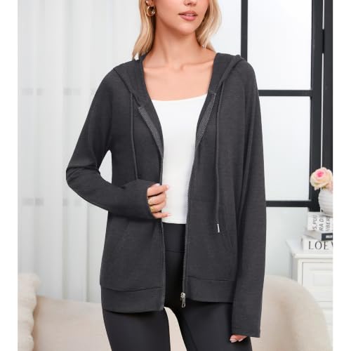 Image of Witsmile Zip Up Hoodie Women Oversized Sweatshirt Long Sleeve 2026 Fall Outfit Lightweight Jackets Workout Clothes
