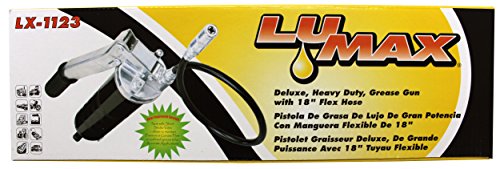 Lumax Lx-1123 Black Heavy Duty Deluxe Lever Grease Gun With 18" Flex Hose And Coupler. For Professionals Who Demand A Better Grease Gun For Day-In And Day Out Service. #TOP1