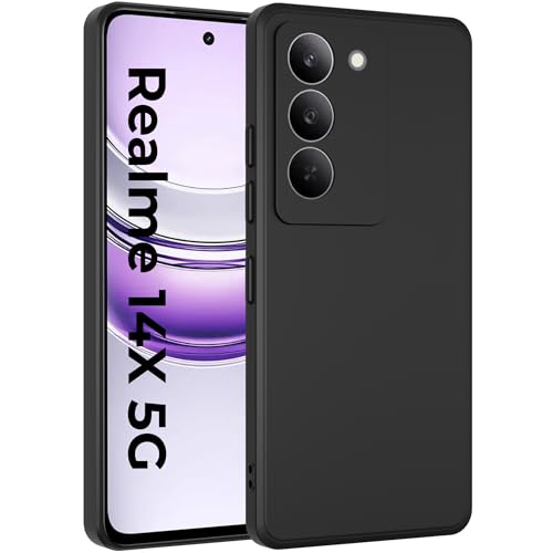 Image of A rtistque Back Cover Case for Realme 14x 5G / P3x 5G / Narzo 80x with Camera Protection | Shockproof TPU | Stylish Design | Slim Fit | Matte | Realme 14x Back Cover - Black