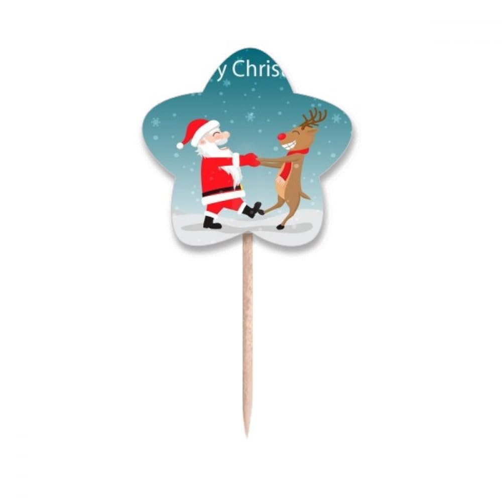 Cure-dents drapeaux cupcake picks de Noël étoiles et Père Noël