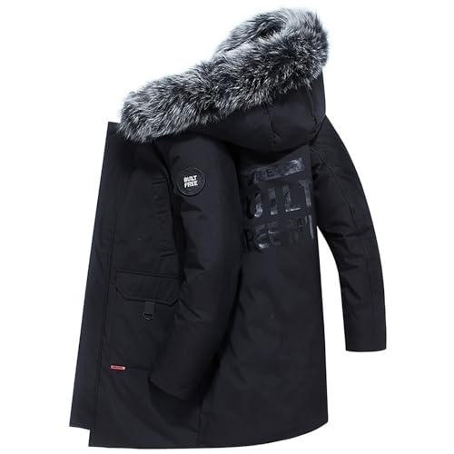 Manteau Homme Hiver Chaud Doudoune a Fourrure Homme, Manteaux Épais Thermiques Parka de Neige Veste en Duvet de Canard Chauffée Grande Taille