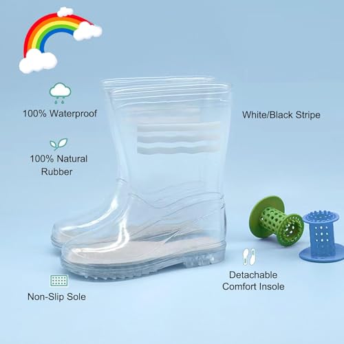 yamerbo Toddler Kids Rain Boots, Waterproof Clear Rain Boots for Girls and Boys, Cute Transparent Rubber Rain boots4