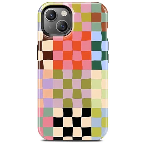 Colorful Checkered Phone Case for iPhone 13, Compatible with Magsafe, Trendy Cute Gingham Aesthetic Fun Magnetic Slim Shockproof Protective Women Girl Cover Case