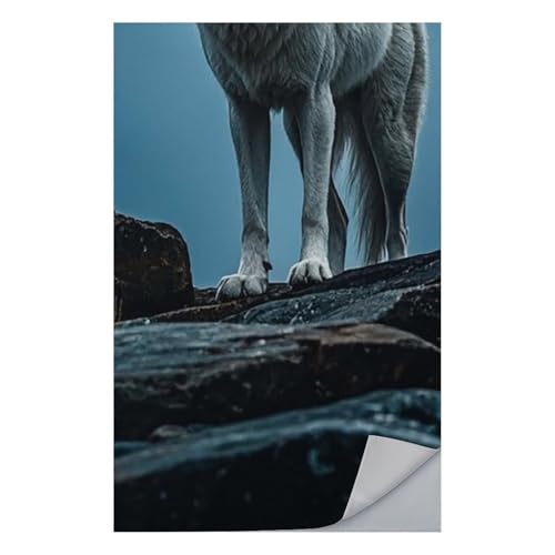 FHESDCW The White Wolf on The Rock Towel Quick Dry Ice Towels for Hot Weather Breathable Camping Towels Sweat Super Absorbent Bathroom Towel for Gym Yoga Pilates Exercise