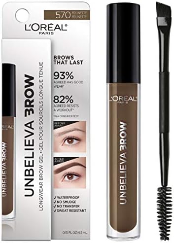 L'Oréal Paris Unbelieva-Brow Longwear Waterproof Tinted Brow Gel, Brunette, 0.15 fl. oz.