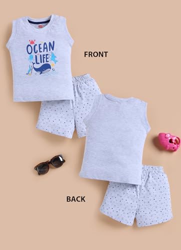 Image of LuvLap Baby Boys 100% Cotton Sleeveless Boys Tank Top & Shorts Set Pack of 3